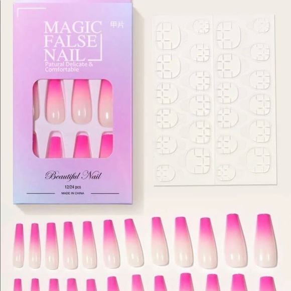 Pink Ombré Long Coffin Press On Nails - Picture 3 of 10